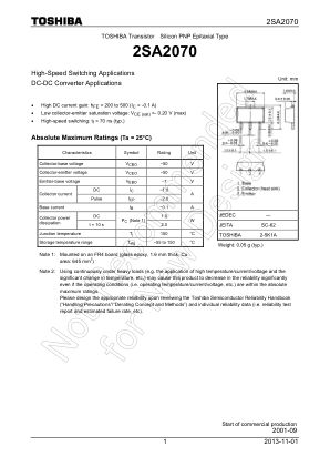 2SA2070 datasheet cover page