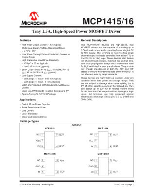 MCP1415T-E 数据手册首页