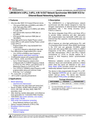 LMK5B33414 datasheet cover page