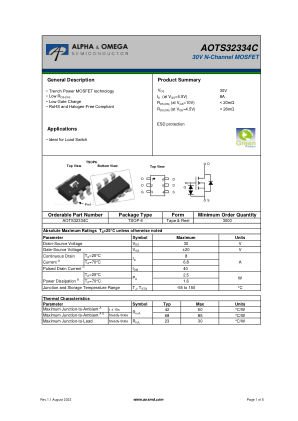 AOTS32334C datasheet cover page