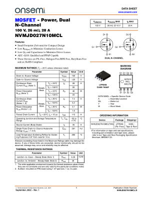 NVMJD027N10MCL 数据手册首页