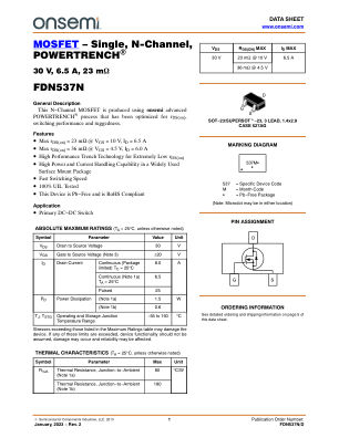 FDN537N datasheet cover page