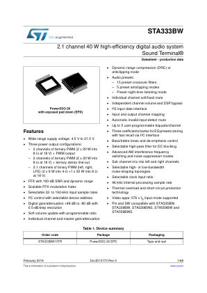 STA333BW datasheet cover page