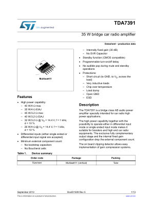 TDA7391 数据手册首页