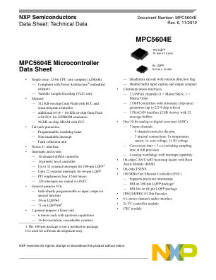 MPC5604E datasheet cover page