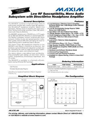 MAX9875 datasheet cover page