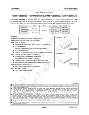 TMP87C809BMG datasheet cover page