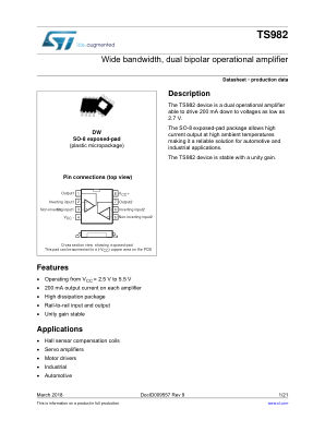 TS982 datasheet cover page