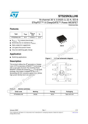 STS25N3LLH6 datasheet cover page