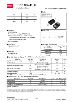 RB751ASA-40FH datasheet cover page