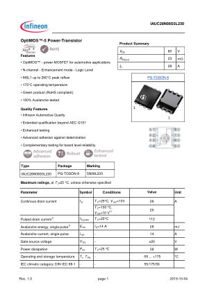 IAUC28N08S5L230 数据手册首页