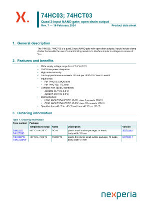 74HC03PW datasheet cover page