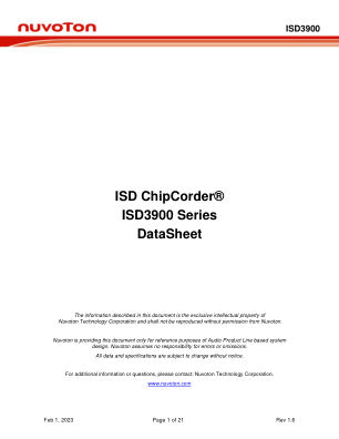 ISD3900 数据手册首页