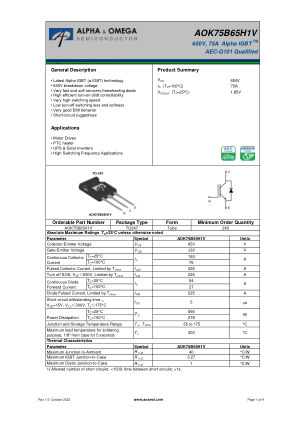 AOK75B65H1V datasheet cover page