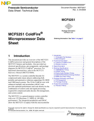 MCF5251 datasheet cover page