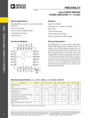 HMC498 datasheet cover page