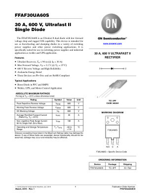 FFAF30UA60S datasheet cover page