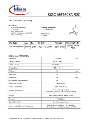 SIGC156T60SNR2C-L7282S datasheet cover page