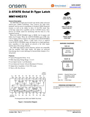 MM74HC373 数据手册首页