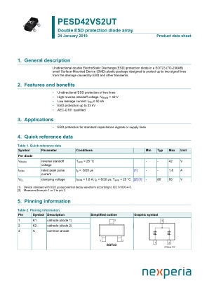 PESD42VS2UTR datasheet cover page