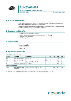 BUK6Y33-60P datasheet cover page