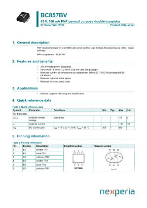 BC857BV datasheet cover page