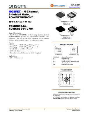 FDMC86244 数据手册首页