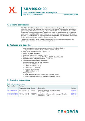 74LV165PW-Q100J datasheet cover page