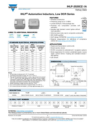 IHLP-2525CZ-1A 数据手册首页