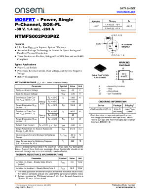 NTMFS002P03P8Z 数据手册首页