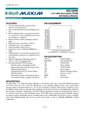 DS1330W datasheet cover page