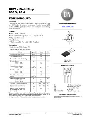 FGH20N60UFD 数据手册首页