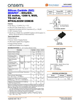 NTH4L022N120M3S datasheet cover page