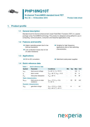 PHP18NQ10T datasheet cover page