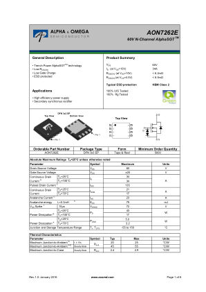 AON7262E 数据手册首页