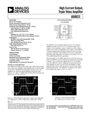 AD8023 datasheet cover page