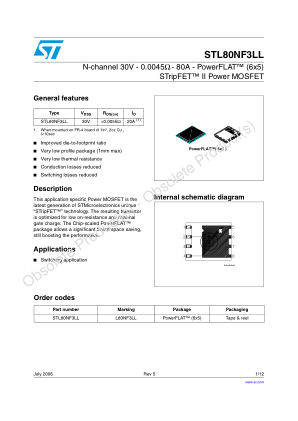STL80NF3LL 数据手册首页