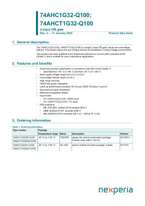 74AHC1G32GW-Q100125 datasheet cover page