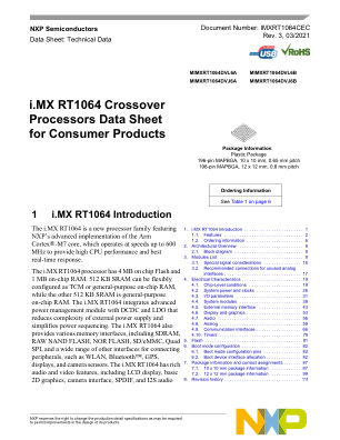 IMXRT1064CEC 数据手册首页