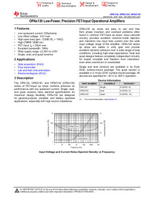 OPA4130 datasheet cover page