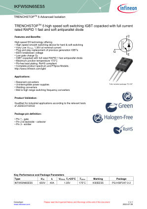 IKFW50N65ES5 datasheet cover page