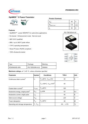 IPZ40N04S5-5R4 数据手册首页