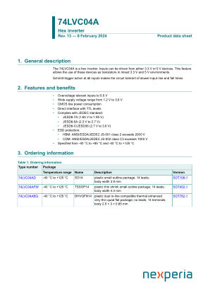 74LVC04APW datasheet cover page