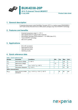BUK4D38-20PX datasheet cover page