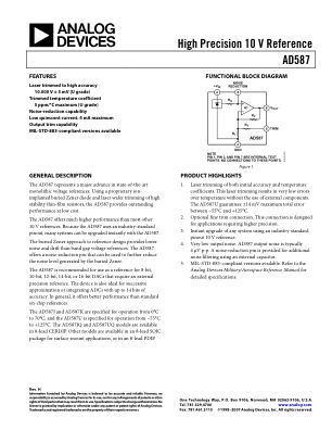 AD587 数据手册首页