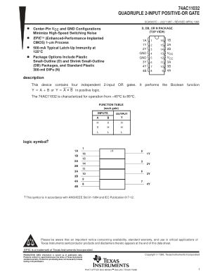 74AC11032 数据手册首页