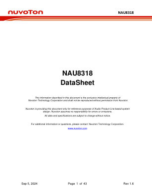 NAU8318 datasheet cover page