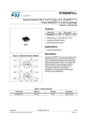 STS8DNF3LL datasheet cover page