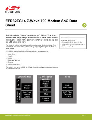 EFR32ZG14P231F256GM32-B datasheet cover page
