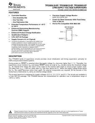 TPS3809-EP datasheet cover page